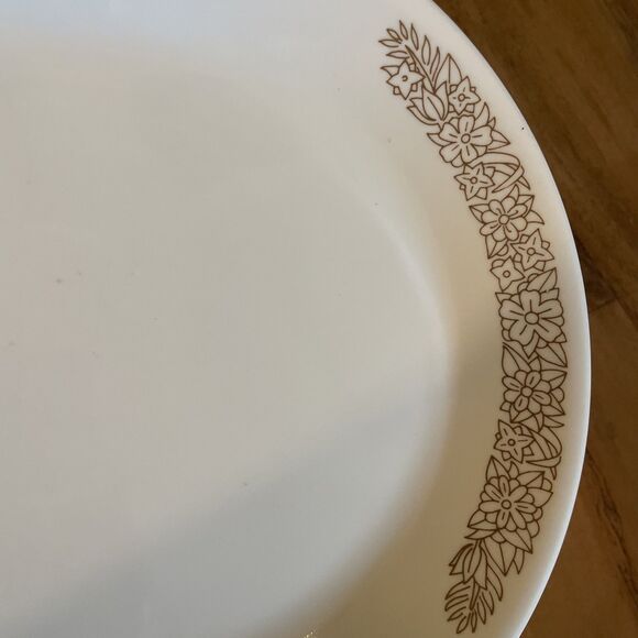 Corelle Woodland Brown Floral 12.25" x 10" OVAL SERVING PLATTER TRAY - Picture 2 of 3